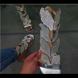 Women Silver Butterfly Sandals